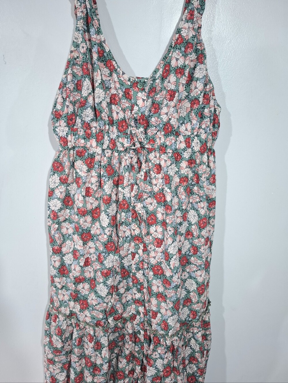 Mango Floral Maxi Dress Multicolor Ruffle Straps Tiered Sundress Cottagecore 8 - Picture 4 of 15